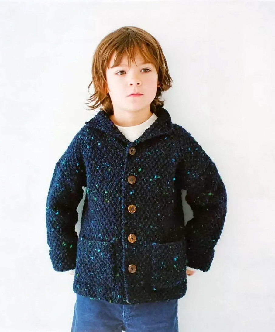 Blue jacket for boy easy knitting pattern – JPCrochet