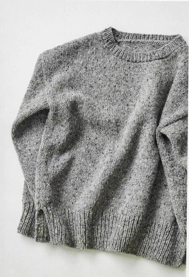 Grey women sweater pullover knitting pattern